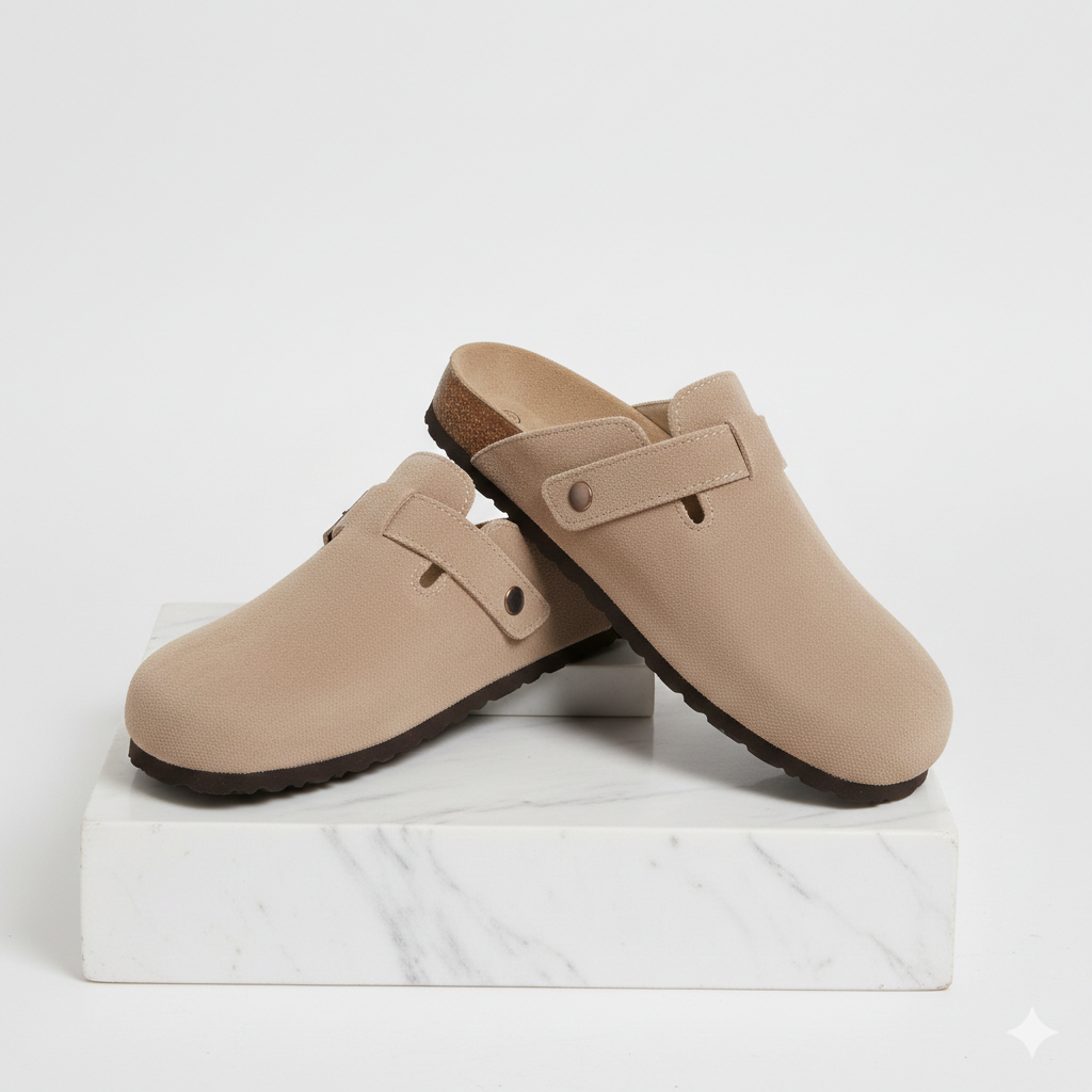 Suede Clogs Light Brown