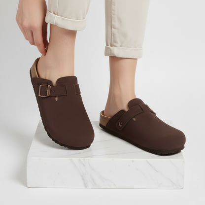 Suede Clogs Dark Brown