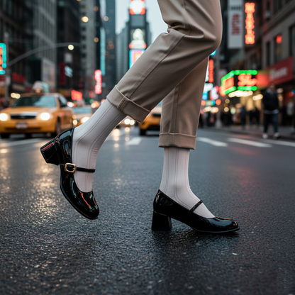 Black Vintage Thick Heel