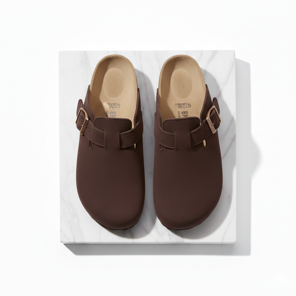 Suede Clogs Dark Brown
