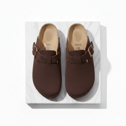 Suede Clogs Dark Brown