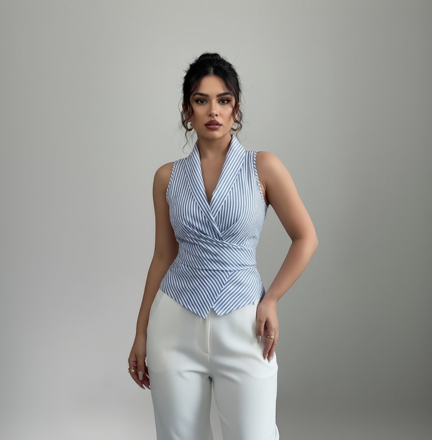 Elegant Sleeveless V-Neck Blouse