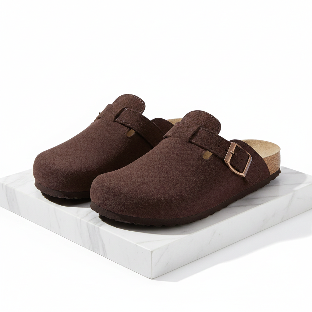 Suede Clogs Dark Brown