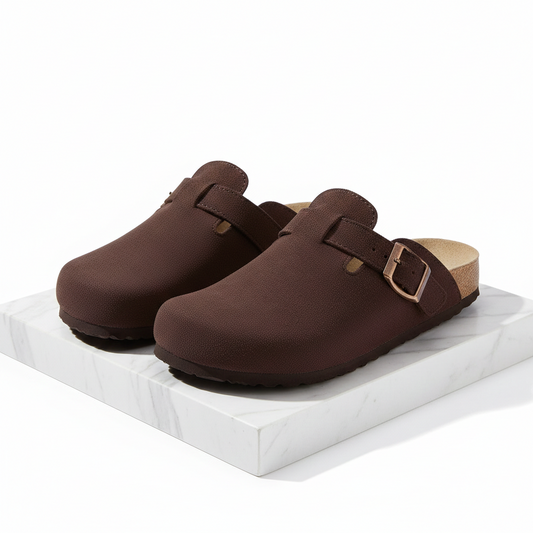 Suede Clogs Dark Brown