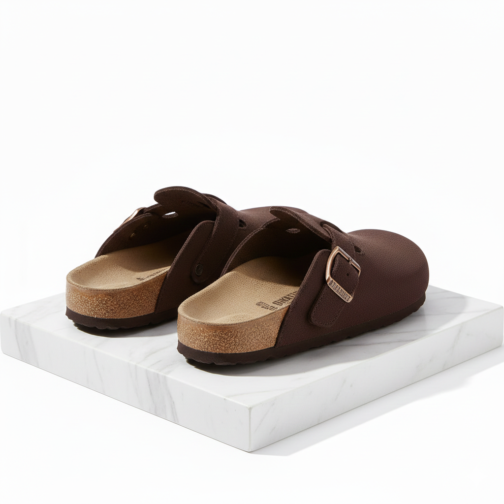 Suede Clogs Dark Brown