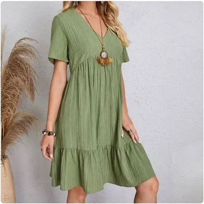 V-Neck Short Sleeve  Dress